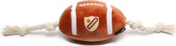 CHEWFFON Football Squeaky Tug & Fetch Plush Dog Toy, Brown