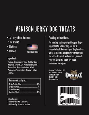 Show full view: ChewMax Pet Products Venison Jerky Natural Chew Dog Treats, 5-oz bag slide 3 of 10