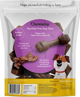 Show full view: Chewsday Bacony Sizzle Chew Bones Rawhide-Free Dog Hard Chews, 7 count, Original slide 3 of 8