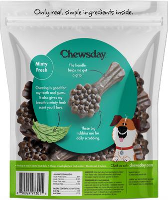 Show full view: Chewsday Minty Fresh Daily Dental Dog Dental Treats, 28 count, X-Small slide 3 of 9