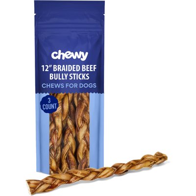 Chewy Made Chewy Made Braided Bully Stick 12" Dog Treats (FORMERLY BONES & CHEWS), 3 count
