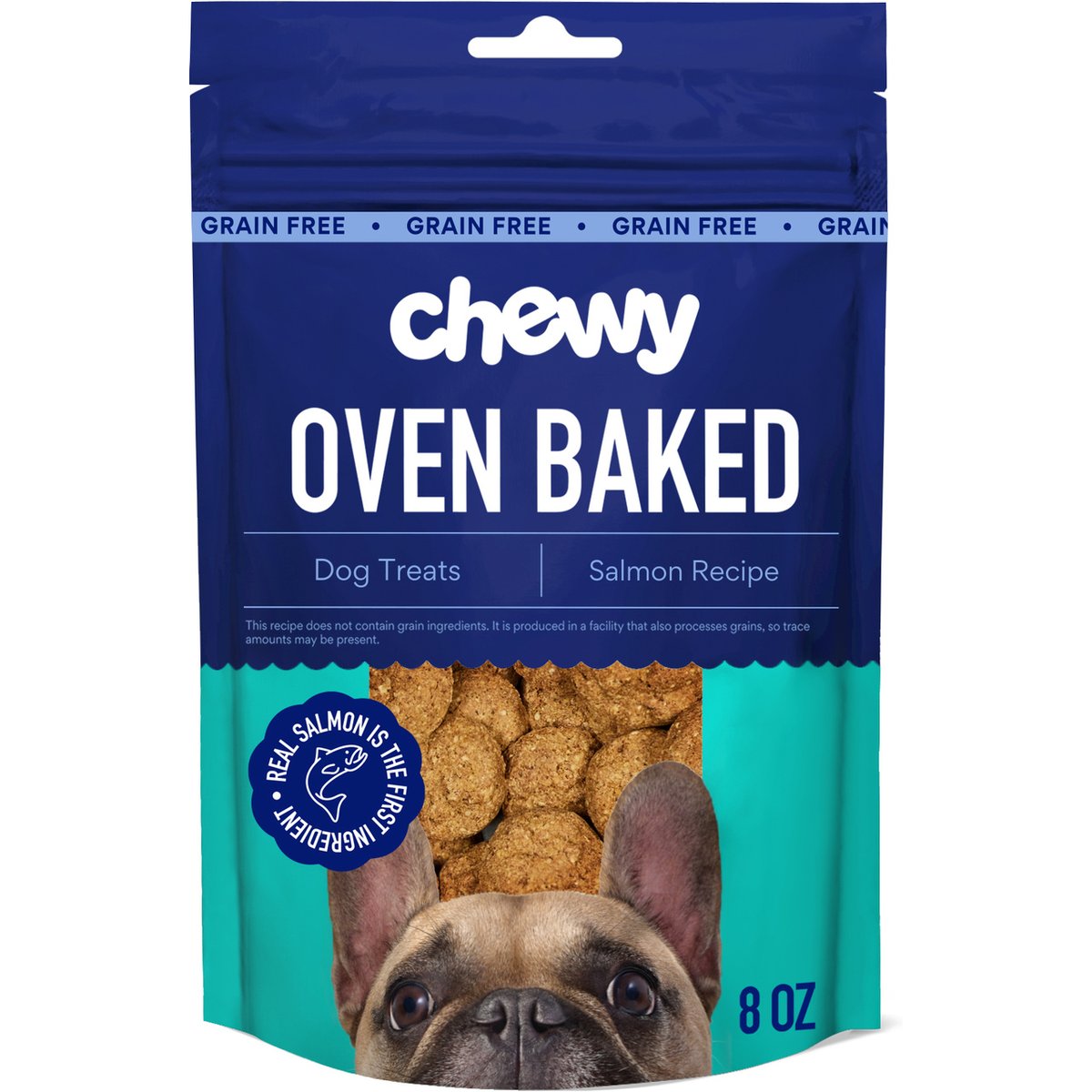 Chewy Made Salmon Recipe Grain-Free Oven Baked Biscuit Dog Treats (FORMERLY AMERICAN JOURNEY), 8-oz bag