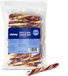 Chewy Made Triple Flavor Rawhide Twist Dog Treats (FORMERLY BONES & CHEWS), 40 count