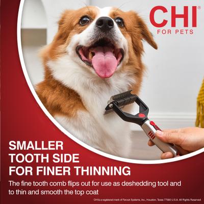 Show full view: CHI 2-in-1 Dematting Deshedding Rake Dog Grooming Tool slide 6 of 8
