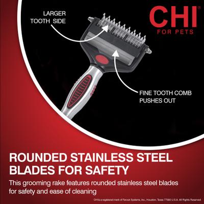 Show full view: CHI 2-in-1 Dematting Deshedding Rake Dog Grooming Tool slide 7 of 8