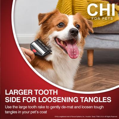 Show full view: CHI 2-in-1 Dematting Deshedding Rake Dog Grooming Tool slide 5 of 8