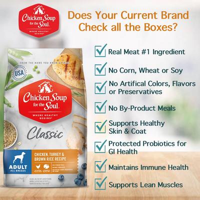 Show full view: Chicken Soup for the Soul Adult Chicken, Turkey, & Brown Rice Recipe Dry Dog Food, 13.5-lb bag slide 7 of 13