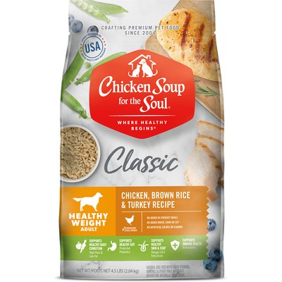 Chicken Soup for the Soul Chicken Soup for the Soul Adult Healthy Weight Chicken, Brown Rice & Turkey Recipe Dry Dog Food, 4.5-lb bag