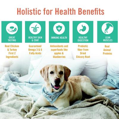 Show full view: Chicken Soup for the Soul Chicken, Turkey, & Brown Rice Recipe Dry Food, 28-lb bag + Crunchy Bites Bacon & Cheese Dog Treats, 12-oz bag slide 5 of 9