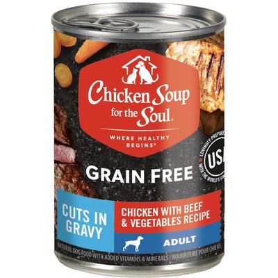 Chicken Soup for the Soul Chicken Soup for the Soul Chicken with Beef & Vegetables Recipe Grain-Free Canned Dog Food, 13-oz can, case of 12