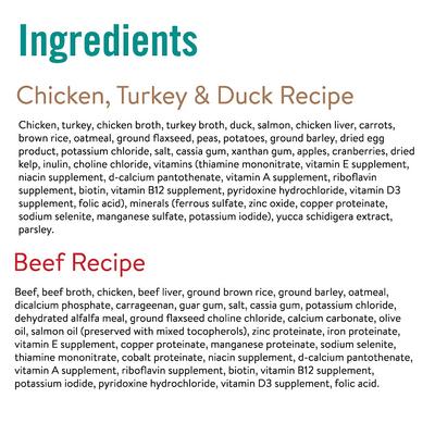 Show full view: Chicken Soup for the Soul Classic Adult Chicken, Turkey & Duck Recipe & Beef Pate Recipe Wet Dog Food, 13-oz can, case of 12 slide 4 of 8