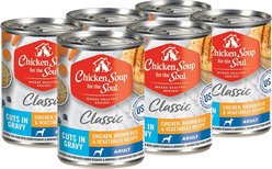 Chicken Soup for the Soul Classic Cuts in Gravy Chicken, Brown Rice & Vegetables Recipe Adult Dog Food, 13-oz can, 6 count