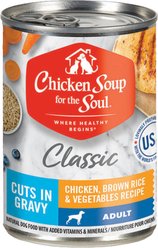 Chicken Soup for the Soul Classic Cuts in Gravy Chicken, Brown Rice & Vegetables Recipe Adult Dog Food, 13-oz can, case of 12
