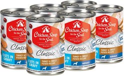 Chicken Soup for the Soul Classic Cuts in Gravy Turkey & Sweet Potato Recipe Adult Dog Food, 13-oz can, 6 count