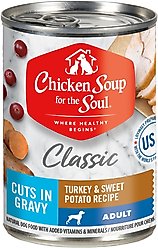 Chicken Soup for the Soul Classic Cuts in Gravy Turkey & Sweet Potato Recipe Adult Dog Food, 13-oz can, case of 12