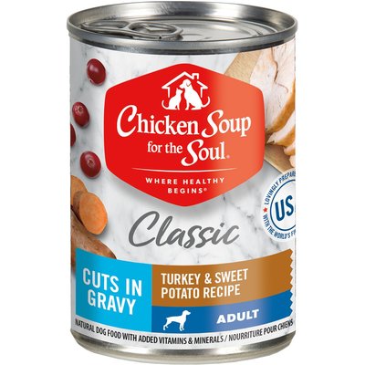 Chicken Soup for the Soul Chicken Soup for the Soul Classic Cuts in Gravy Turkey & Sweet Potato Recipe Adult Dog Food, 13-oz can, case of 12