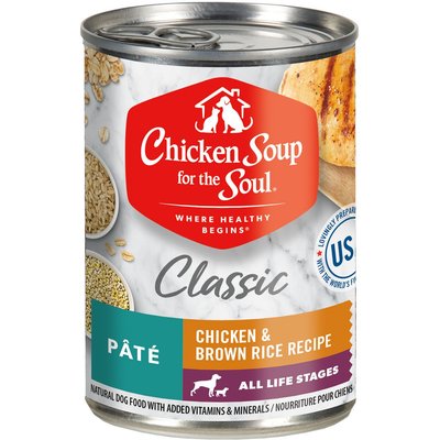 Chicken Soup for the Soul Chicken Soup for the Soul Classic Pate Chicken & Brown Rice Recipe Canned Dog Food, 13-oz, case of 12