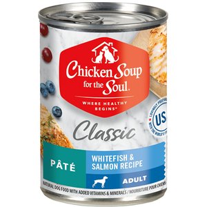 Chicken Soup for the Soul Classic Whitefish & Salmon Recipe Pate Wet Dog Food, 13-oz can, case of 12
