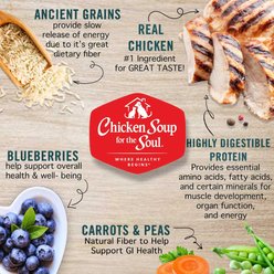 Chicken Soup for the Soul Dry & Wet Food Bundle: Adult Chicken, Turkey, & Brown Rice Dry Food, 28-lb bag + Mature & Senior Chicken, Turkey & Duck Canned Food, 13-oz, case of 12 slide 2 of 9