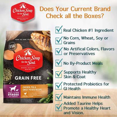 Show full view: Chicken Soup for the Soul Grain-Free Chicken, Pea & Sweet Potato Recipe Dry Dog Food, 4-lb bag slide 7 of 11