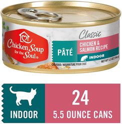 Chicken Soup for the Soul Indoor Chicken & Salmon Recipe Pate Canned Cat Food, 5.5-oz, case of 24 slide 2 of 6