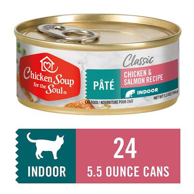 Show full view: Chicken Soup for the Soul Indoor Chicken & Salmon Recipe Pate Canned Cat Food, 5.5-oz, case of 24 slide 7 of 10