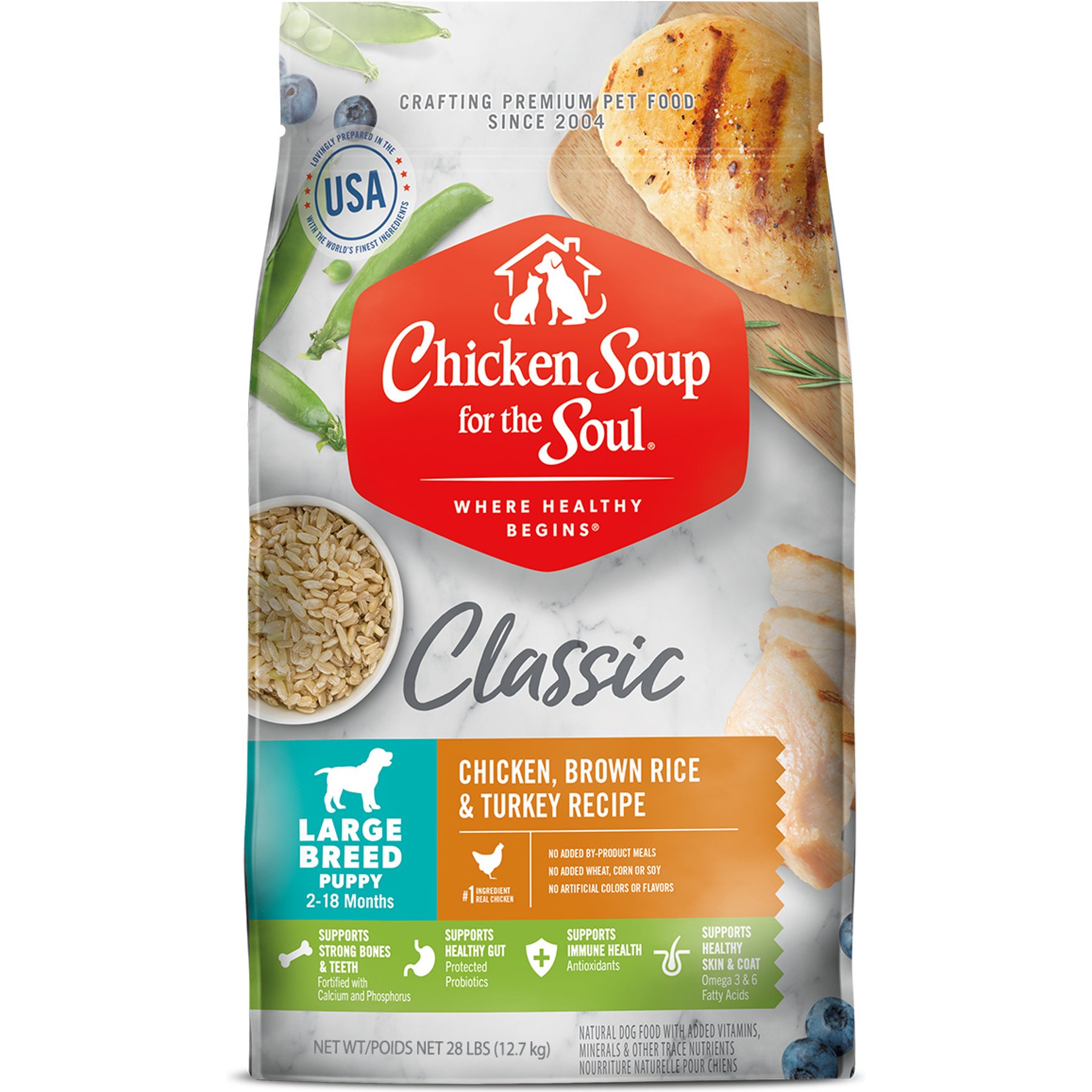 Chicken Soup for the Soul Large Breed Puppy Chicken, Turkey & Brown Rice Recipe Dry Dog Food, 28-lb bag