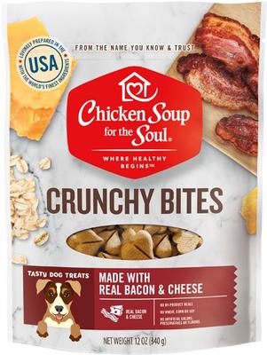 Show full view: Chicken Soup for the Soul Large Breed Puppy Chicken, Turkey & Brown Rice Recipe Dry Food, 28-lb bag + Crunchy Bites Bacon & Cheese Dog Treats, 12-oz bag slide 6 of 9