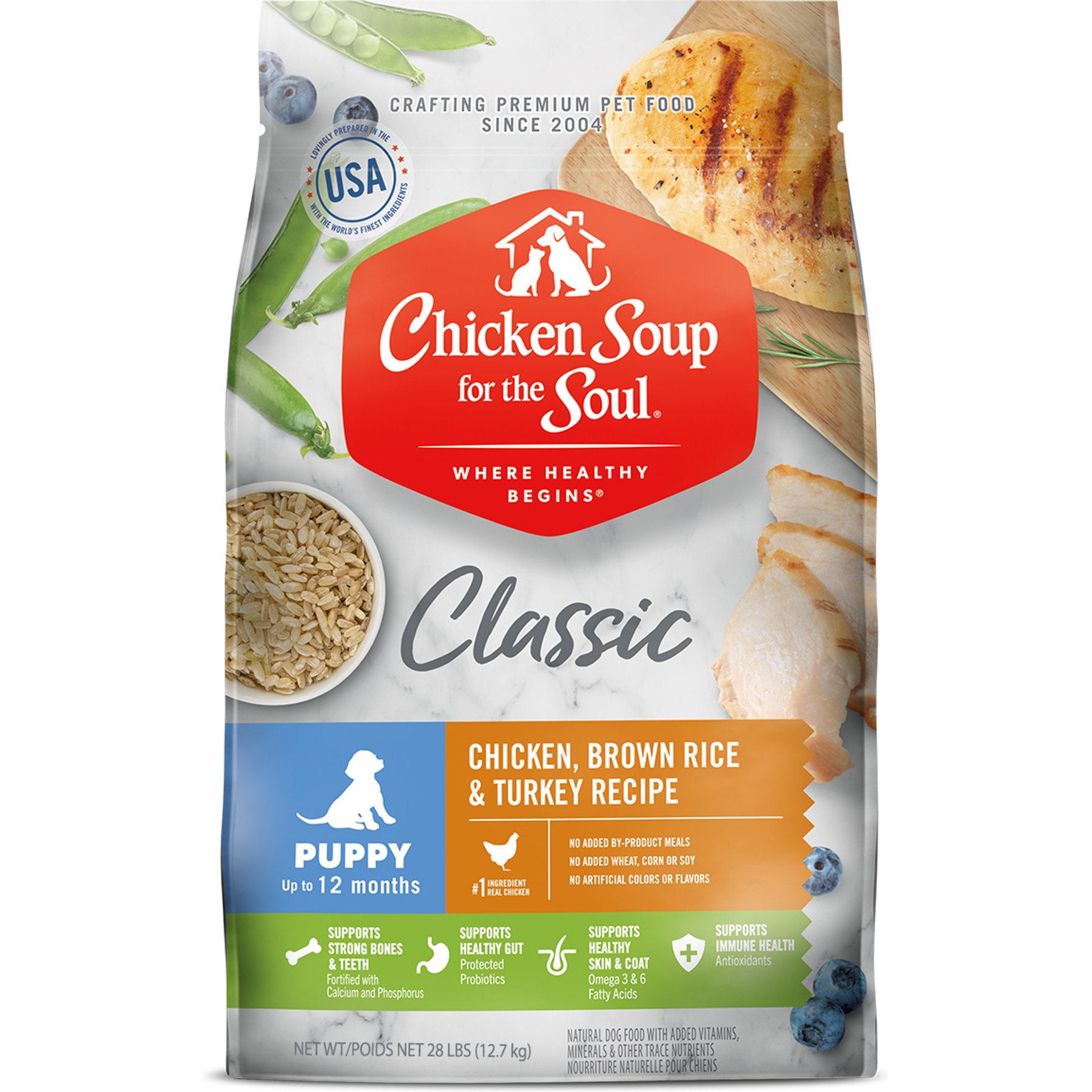 Chicken Soup for the Soul Puppy Chicken, Brown Rice & Turkey Recipe Dry Dog Food, 28-lb bag