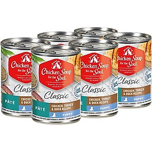 Chicken Soup for the Soul Puppy Pate Chicken, Turkey & Duck Recipe Canned Dog Food, 13-oz can, 6 count