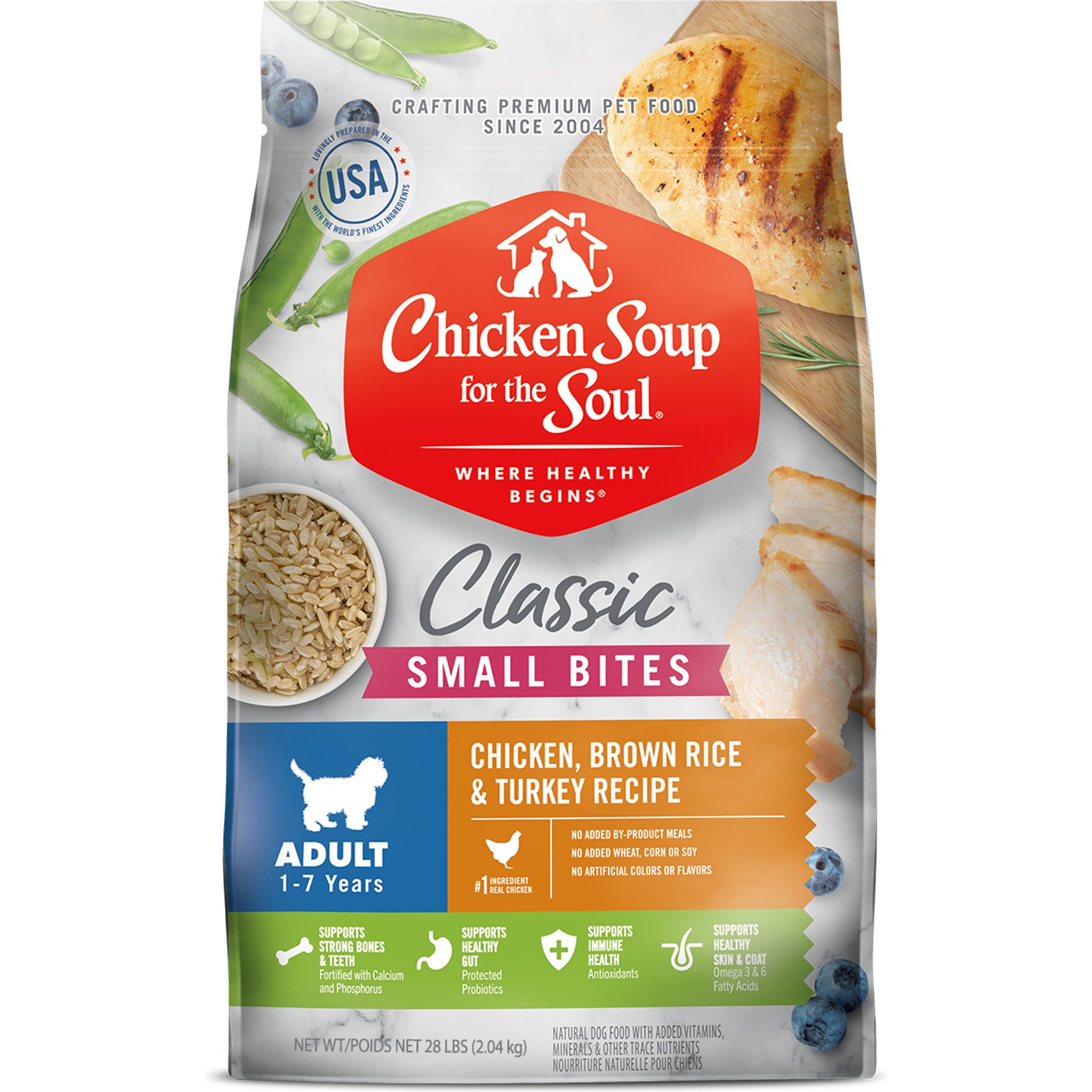 Chicken Soup for the Soul Small Bites Adult Chicken, Turkey & Brown Rice Recipe Dog Food, 28-lb bag