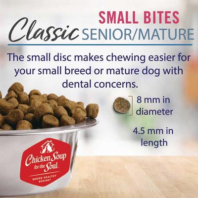 Show full view: Chicken Soup for the Soul Small Bites Mature & Senior Chicken, Turkey & Brown Rice Recipe Dry Dog Food, 13.5-lb bag slide 8 of 11