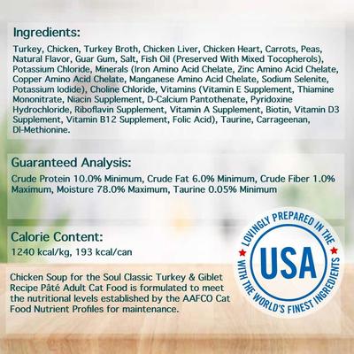 Show full view: Chicken Soup for the Soul Turkey & Giblet Recipe Pate Wet Cat Food, 5.5-oz can, case of 24 slide 4 of 8