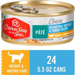 Chicken Soup for the Soul Weight & Mature Care Senior Ocean Fish, Chicken & Turkey Recipe Pate Canned Cat Food, 5.5-oz, case of 24 slide 2 of 6