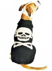 Chilly Dog Black Skull Dog & Cat Sweater, X-Small