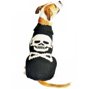 Chilly Dog Black Skull Dog & Cat Sweater, X-Small
