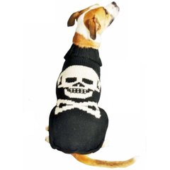 Chilly Dog Black Skull Dog & Cat Sweater, XX-Small