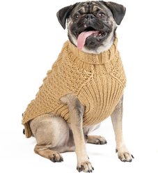 Chilly Dog Camel Alpaca Cable Knit Wool Dog & Cat Sweater, Small