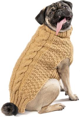 Show full view: Chilly Dog Camel Alpaca Cable Knit Wool Dog & Cat Sweater, X-Large slide 3 of 5