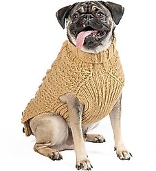 Chilly Dog Camel Alpaca Cable Knit Wool Dog & Cat Sweater, XX-Large