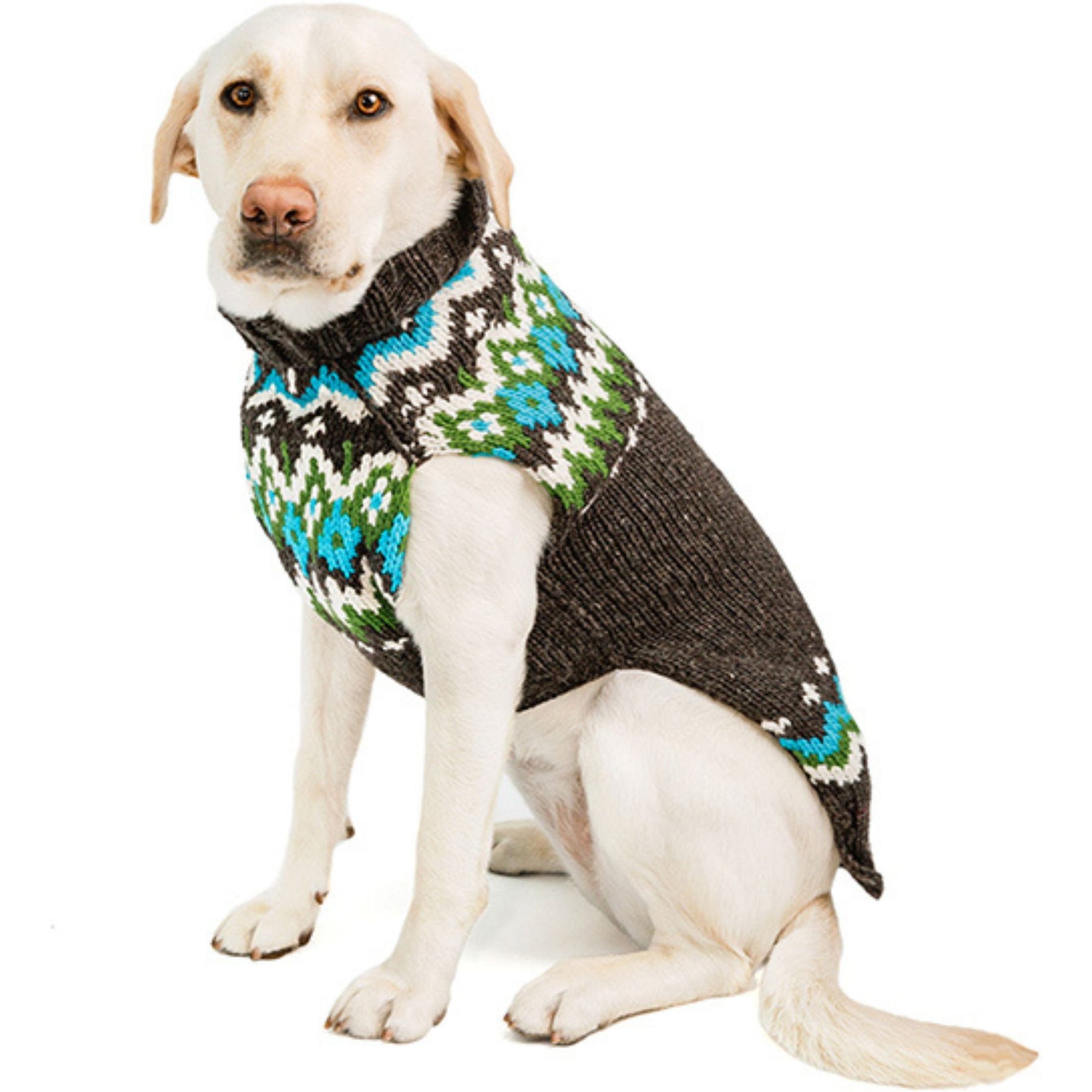 Chilly Dog Charcoal Fairisle Wool Dog & Cat Sweater, Small