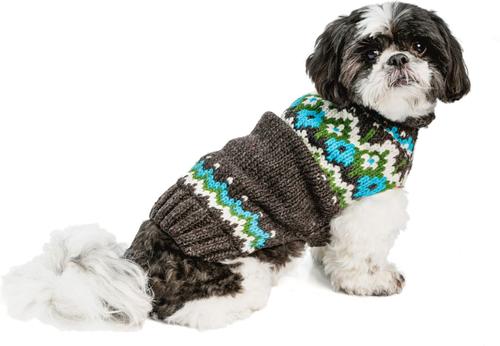 Show full view: Chilly Dog Charcoal Fairisle Wool Dog & Cat Sweater, Small slide 2 of 4