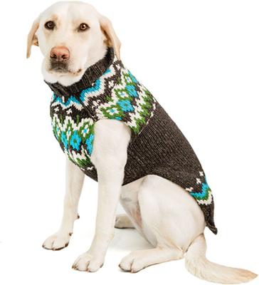 CHILLY DOG Charcoal Fairisle Wool Dog & Cat Sweater, XX-Small