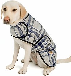 Chilly Dog Grey & Blue Plaid Dog & Cat Quilted Coat, Large