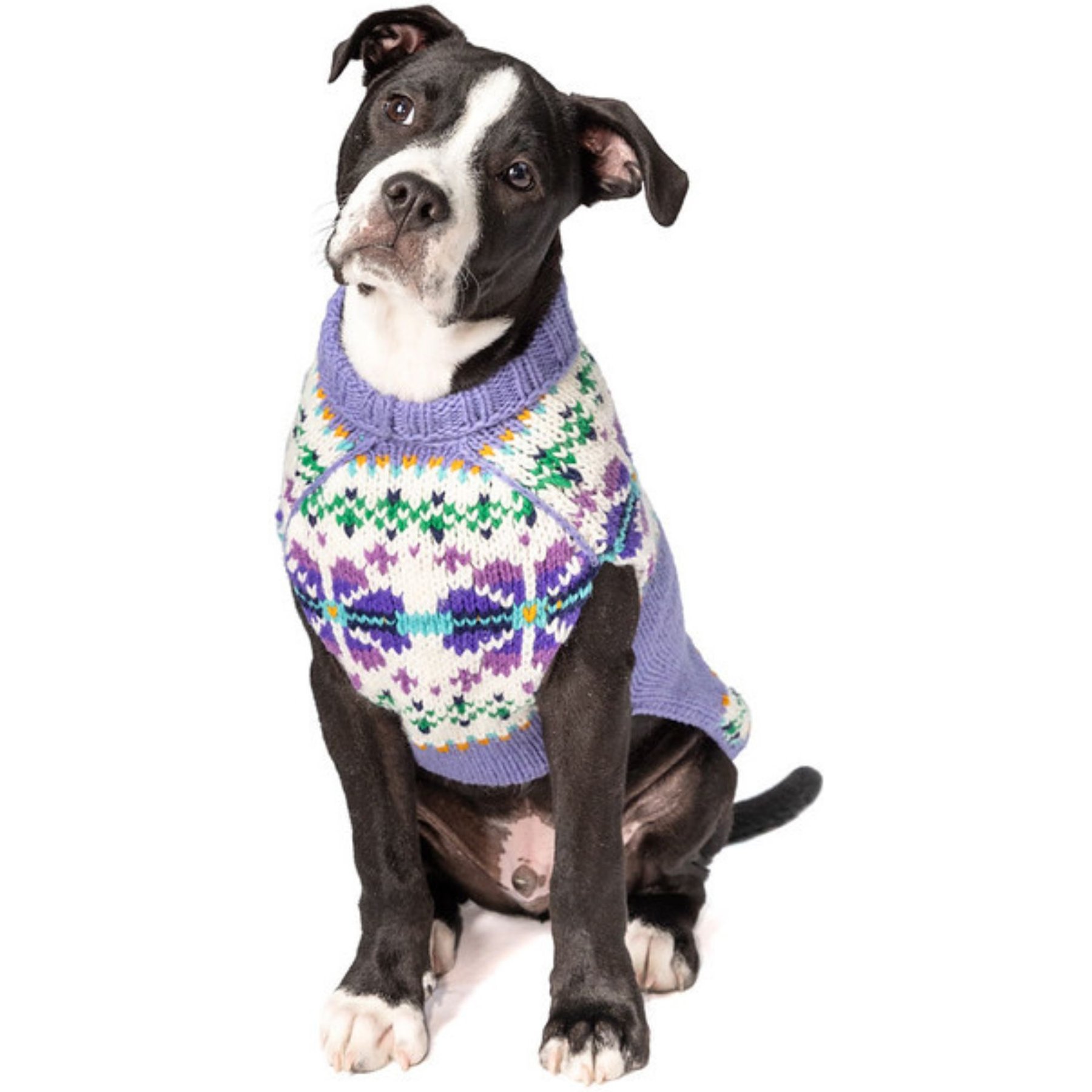 Chilly Dog Lavender Flowers Dog & Cat Sweater, XX-Large
