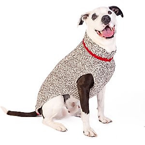 Chilly Dog Oatmeal Cable with Red Trim Dog & Cat Sweater, XX-Large