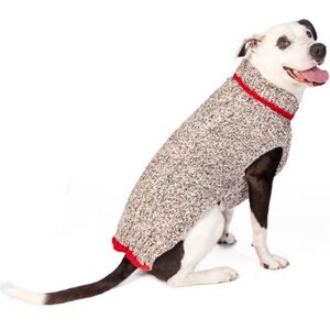 Chilly Dog Oatmeal Cable with Red Trim Dog & Cat Sweater, XXX-Large