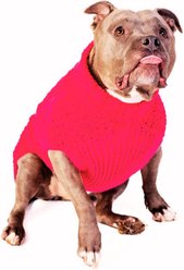 Chilly Dog Pink Alpaca Cable Knit Wool Dog & Cat Sweater, Medium
