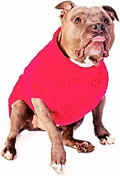 Chilly Dog Pink Alpaca Cable Knit Wool Dog & Cat Sweater, Small