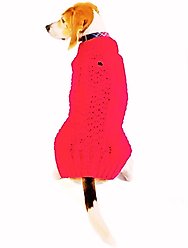 Chilly Dog Pink Alpaca Cable Knit Wool Dog & Cat Sweater, Small slide 2 of 2